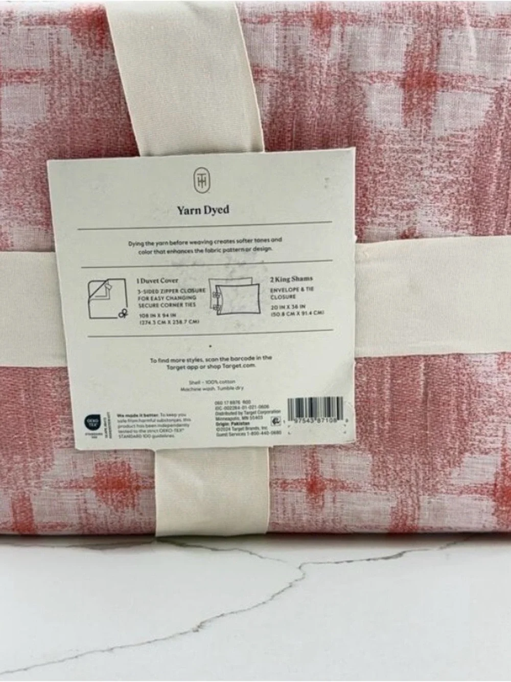 Threshold Pink Yarn-Dyed Cotton King Duvet Cover Set